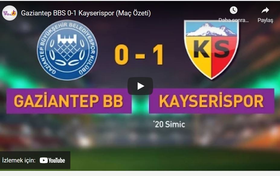 2014-2015 1.Lig: Gaziantep BB Spor 0-1 Kayserispor Maçının Özet Görüntüleri