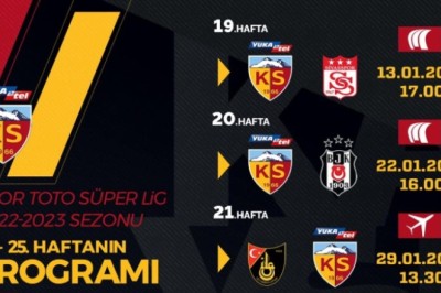 Kayserispor'un 19-25.Hafta Maç Programı Açıklandı.