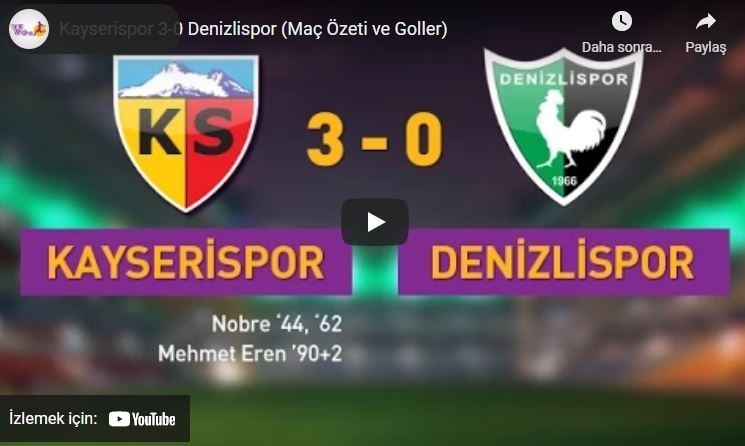 2014-2015 1.lig: Kayserispor 3-0 Denizlispor Maçının Özet Görüntüleri
