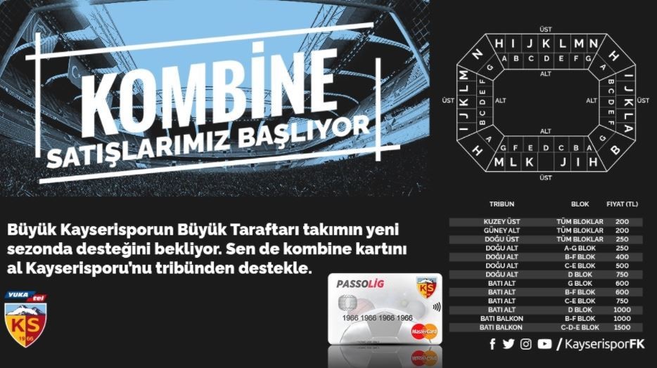 Kayserispor, İstek Üzerine Kombine Satışına Başlıyor.