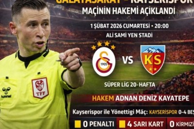 Galatasaray – Kayserispor maçının hakemi Adnan Deniz Kayatepe Oldu