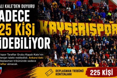 Kayserispor Deplasmanına Sadece 225 Taraftar Gidebilecek